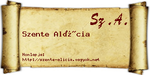 Szente Alícia névjegykártya